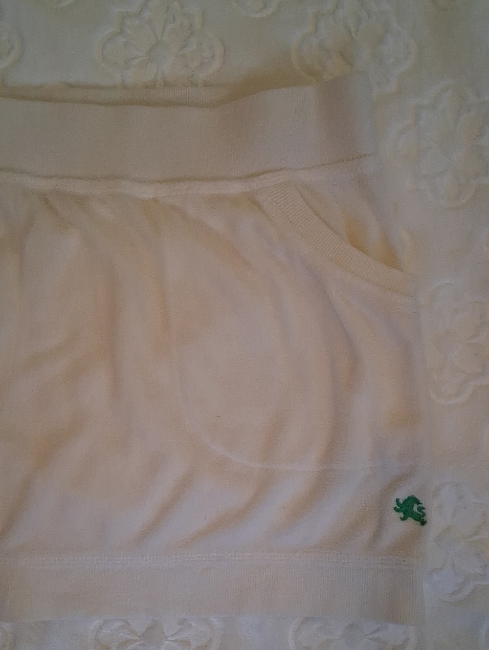 Express Cream Knit Skirt with Small Green Logo